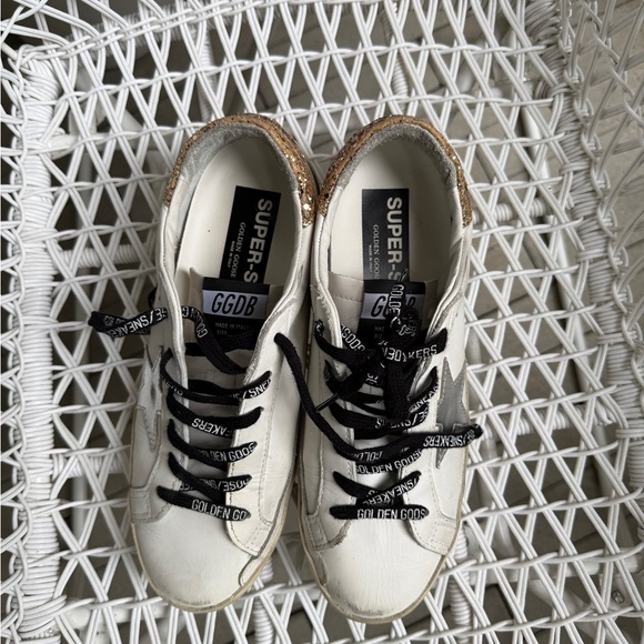 Women's white leather Super-Star with glittery heel tab Size 40 - Picture 10 of 12